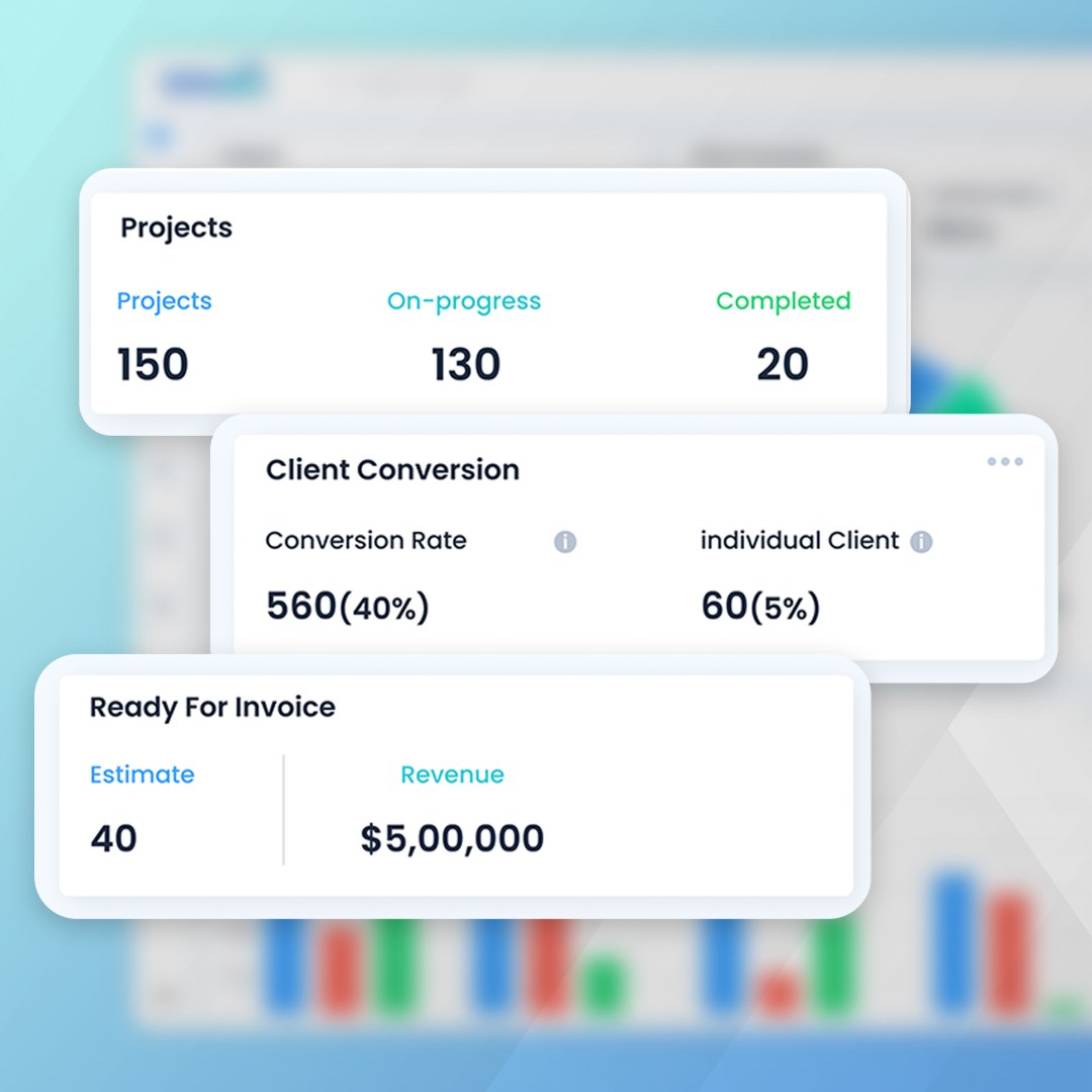 showcasing project status, client conversations, and invoice readiness.