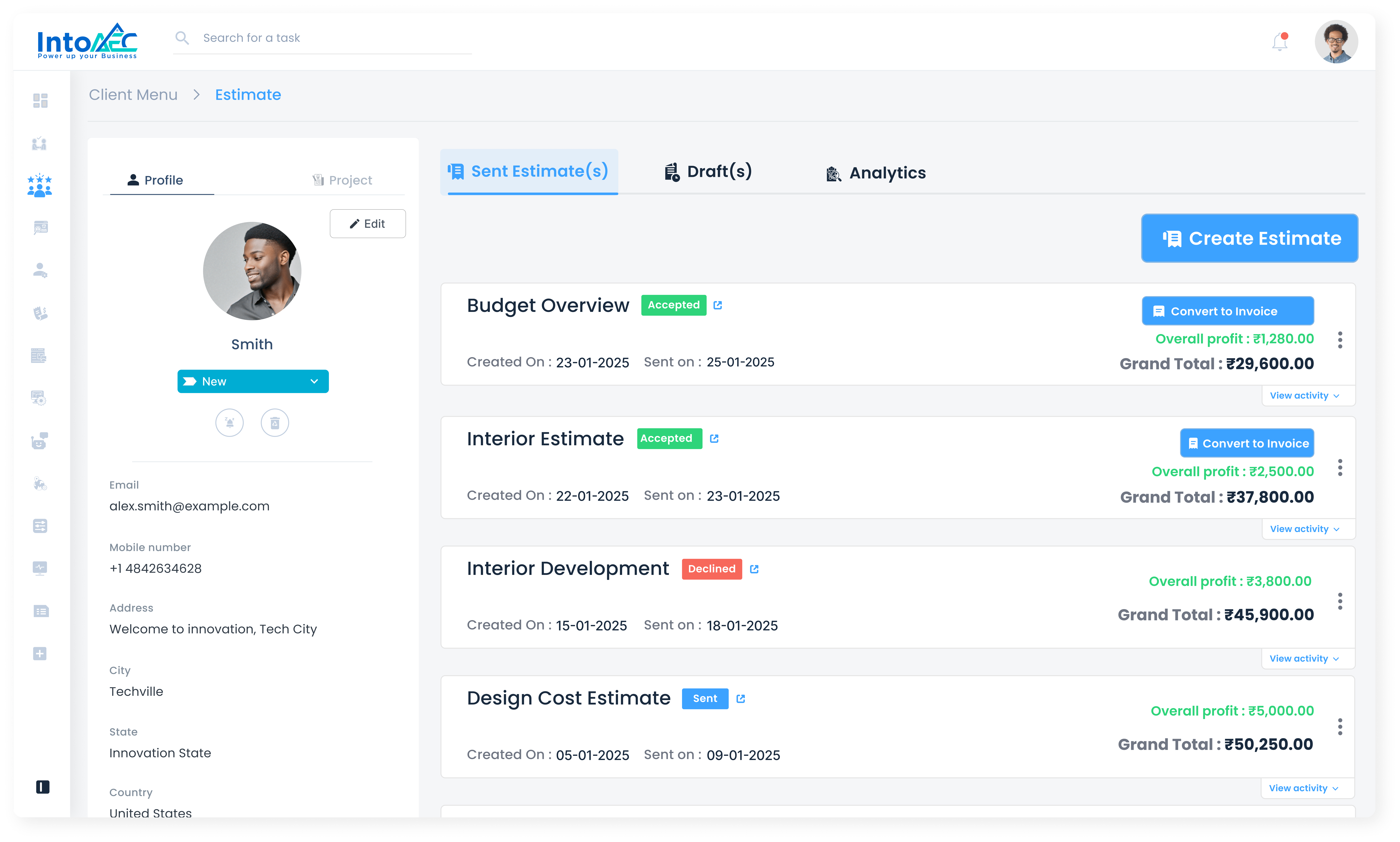Estimate tool for AEC professionals, providing cost estimation, resource planning, and project budget forecasting