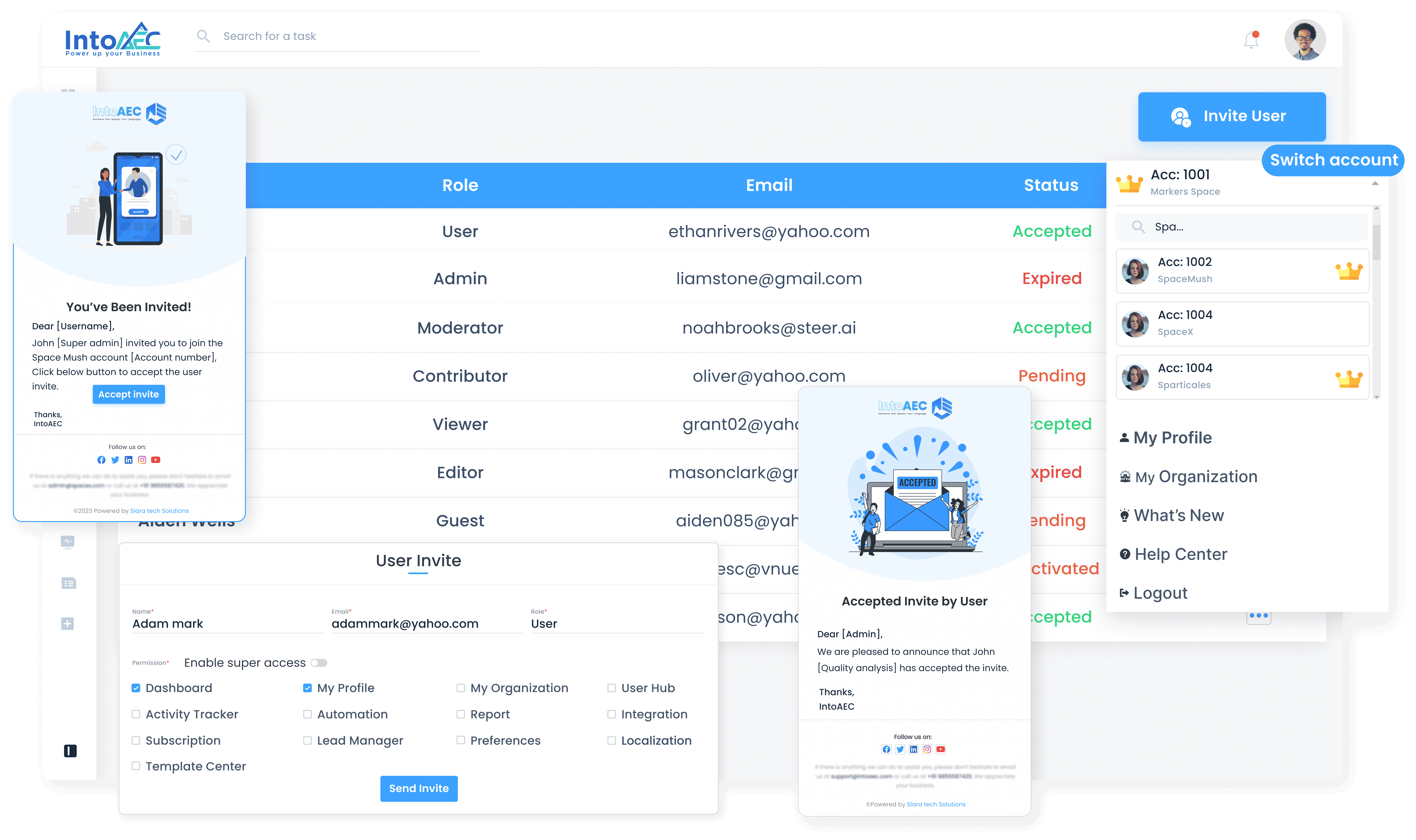 Intoaec Team Management tool for architects, contractors, and engineers, streamlining team collaboration, task allocation, and project coordination