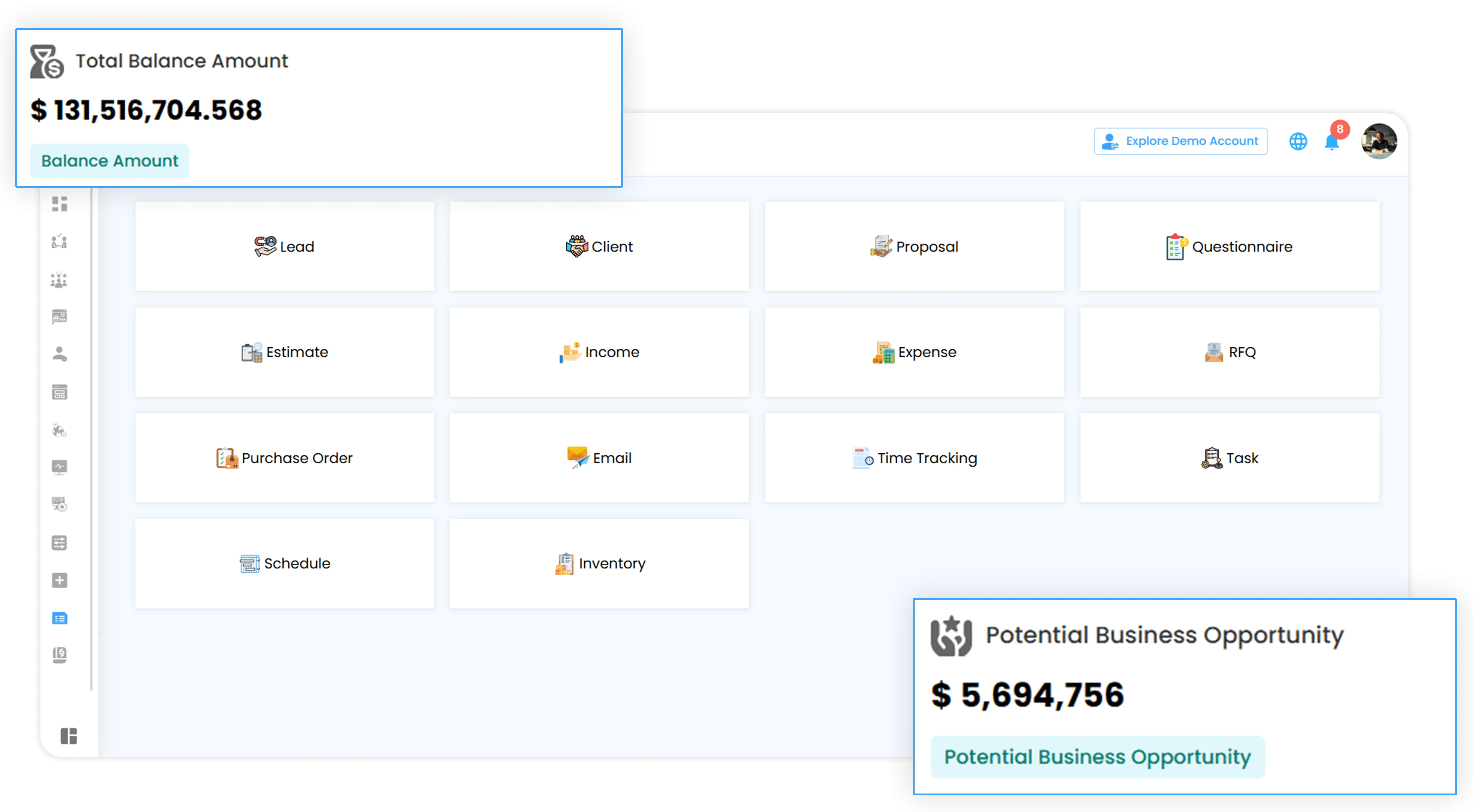 Financial reporting dashboard showing profit and loss statements, annual and monthly financial reports, and smart reporting tools for construction and architecture projects.