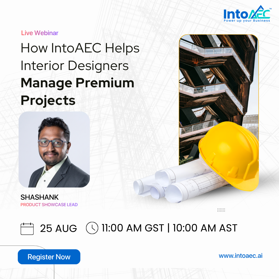 Interior design management software live demo banner for IntoAEC