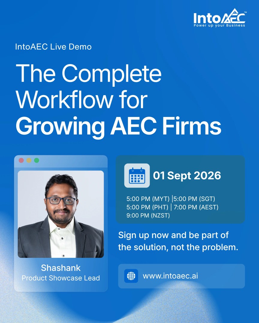 AEC project management software live demo — IntoAEC workflow for growing AEC firms, September 1 2026