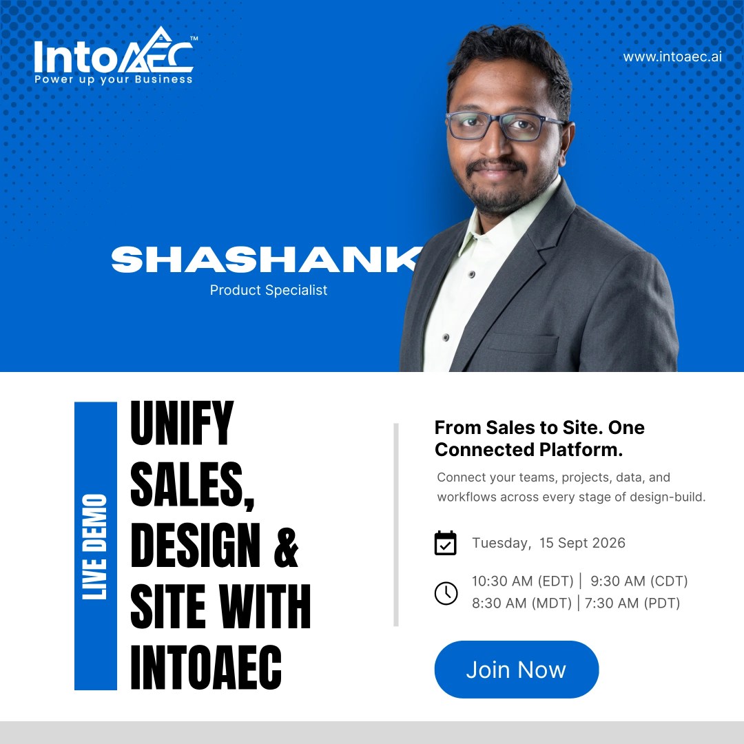 IntoAEC Live Demo Sept 15 – construction management software for contractors connecting sales, design and site
